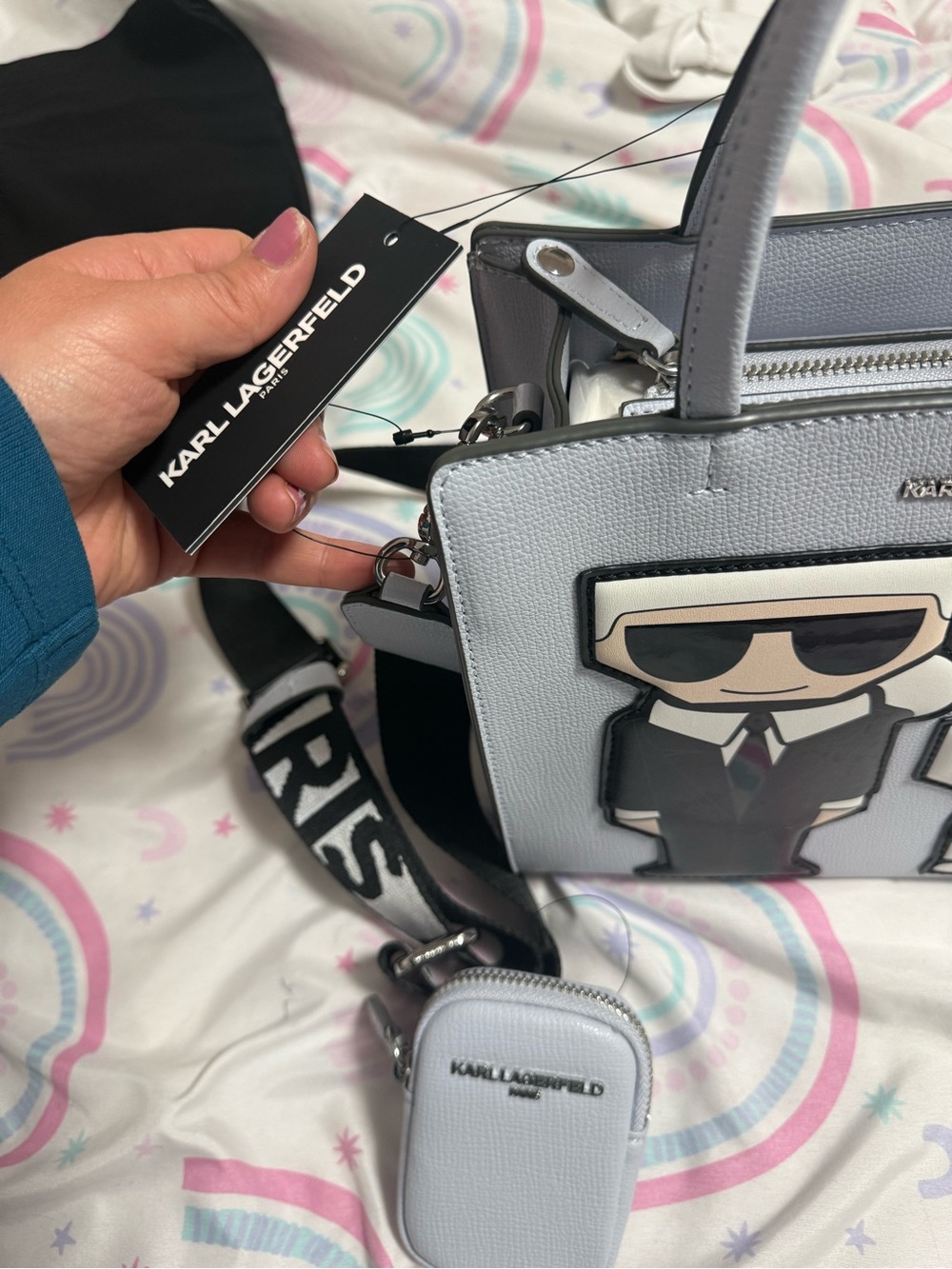 Karl Lagerfeld Light Gray Tote with Karl & Choupette Appliqués - Picture 3 of 6